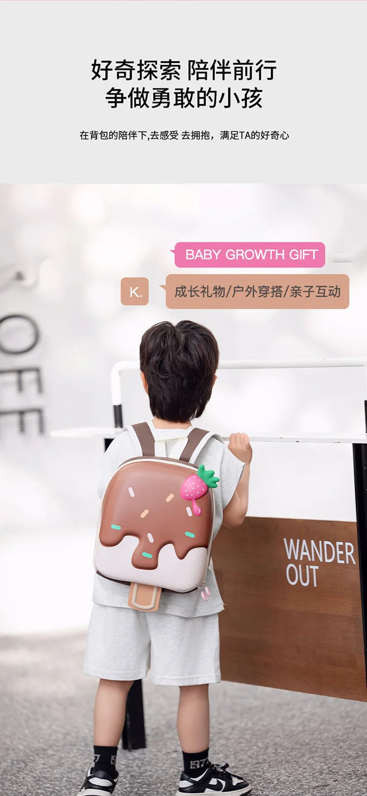 Korean Style Ice Cream Shaped Children's Backpack for Kindergarten School bag (3-5) Years - Baby's World (view 7)