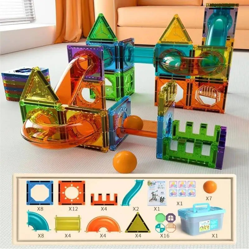 Magnetic Building Blocks Magnet Tiles Marble Run Race Track Blocks Model Construction Set Educational Magnet Toys for Children