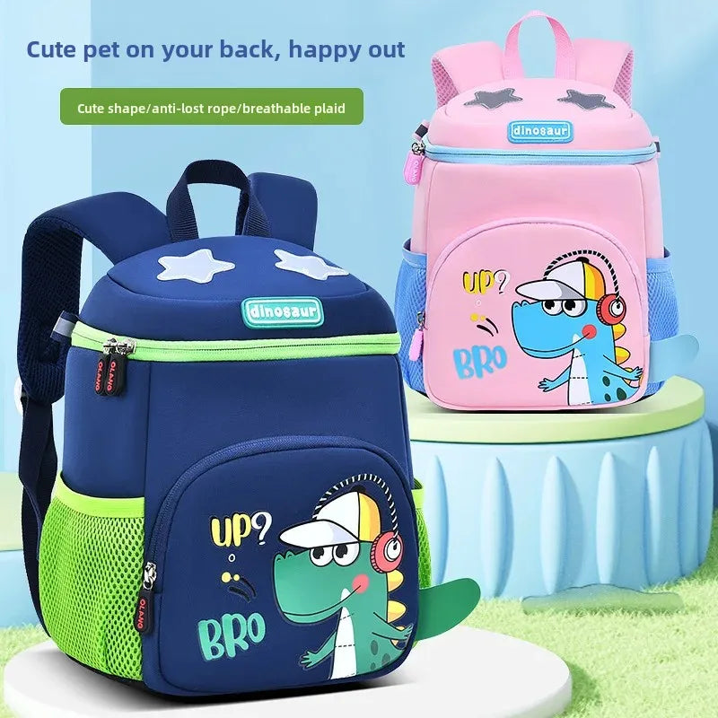 New Cartoon Dinosaur Kindergarten Backpack Spine Protection Lightweight School Bag for Primary School Children - Baby's World