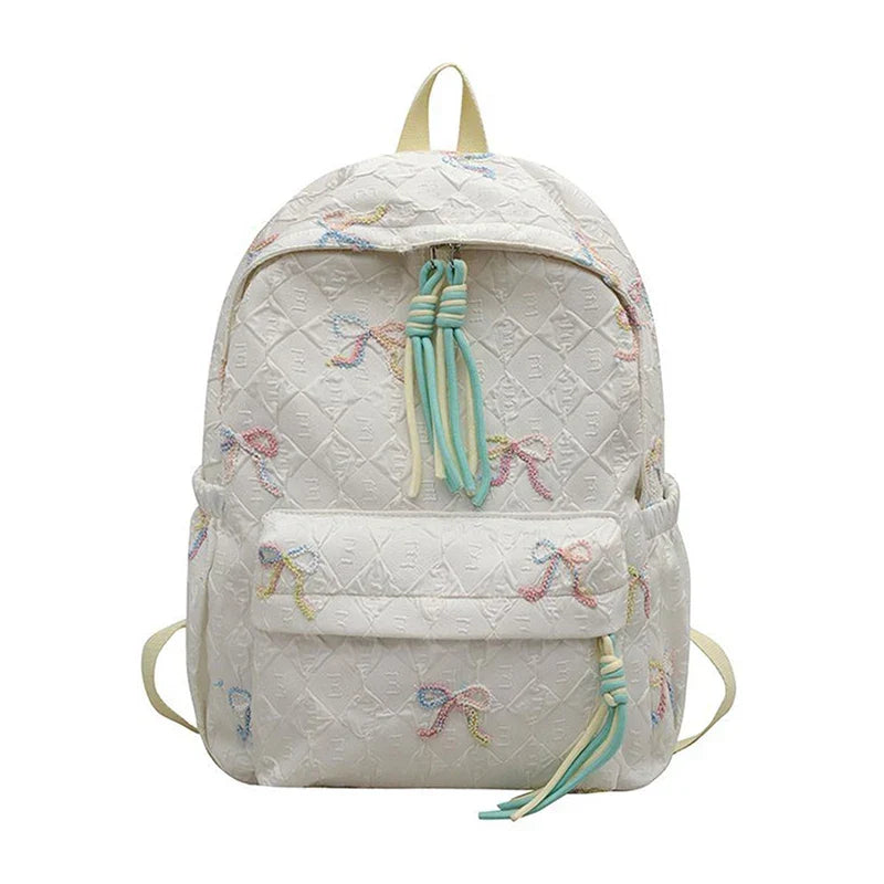 Versatile Junior High School Student Travel Laptop Backpack Cute Schoolbag Female Middle School Student Fashion Bowknot