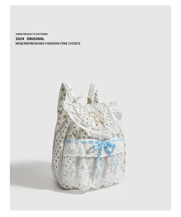 Student Schoolbag Korean - Student's Schoolbag Korean Version Kawaii Fashion Bag Lace Bow Backpack Cloth Bag Sweet Style