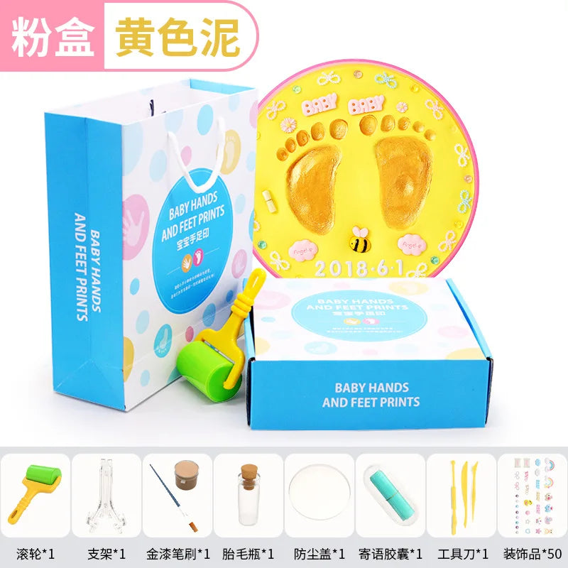 Baby Children's Hand and Foot Printing Mud Creative Diy Baby 100 Day Full Moon Gift First Year Souvenir