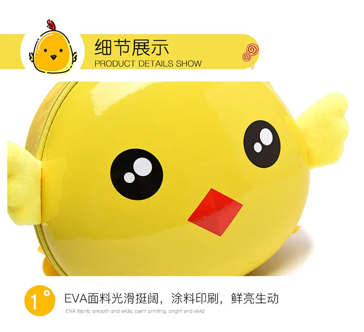 Kindergarten cartoon backpack children aged 1-3 boys girls with double shoulder anti loss backpack cute little chicken hard