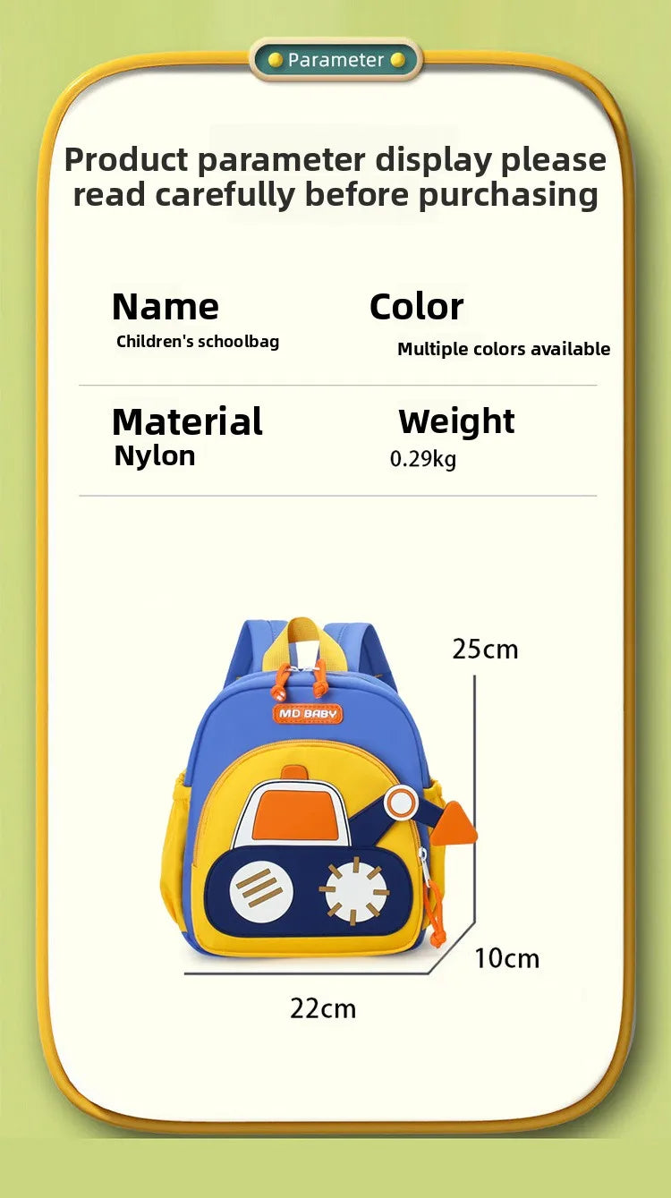 Kids Backpack for Boys Girls Toddler School Kinder garten Cute Construction Truck Car Design Trendy Casual Backpack - Baby's