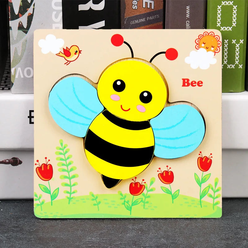 Baby High Quality 3D Wooden Puzzles Educational Cartoon Animals Early Learning Intelligence Puzzle Game Toys for Children