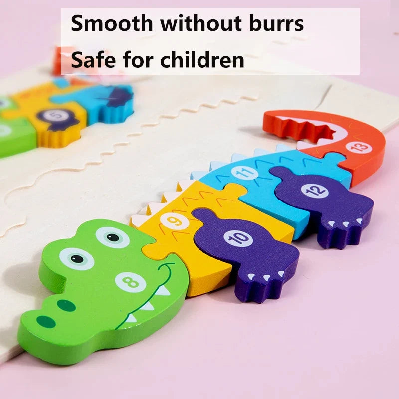 Wooden Animal Growth Puzzles For Toddlers,Cartoon Learning Educational Toys, Children's Early Education Toys