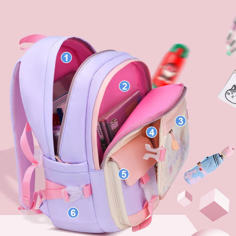 cute school backpack girls schoolbag waterproof book bag student backpack with many pockets elementary school bags for