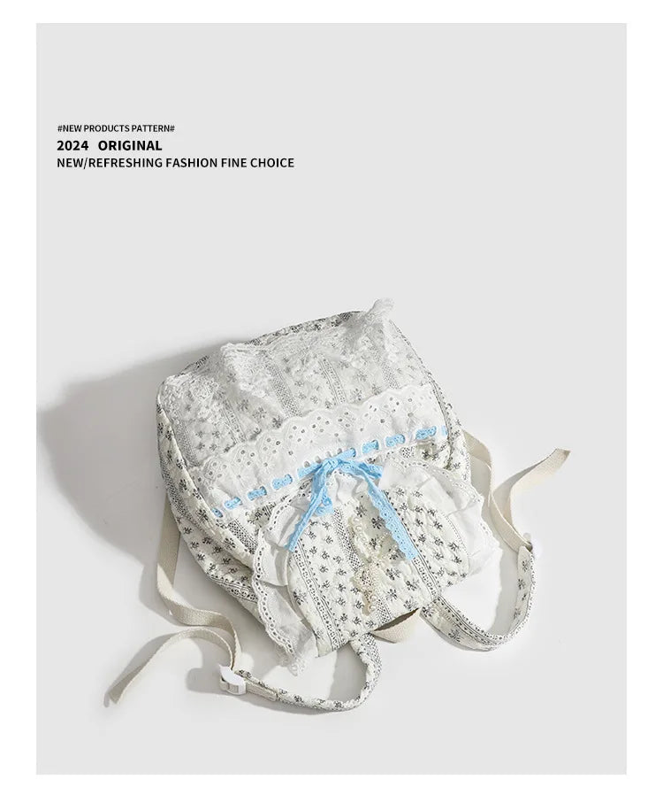 Student Schoolbag Korean - Student's Schoolbag Korean Version Kawaii Fashion Bag Lace Bow Backpack Cloth Bag Sweet Style