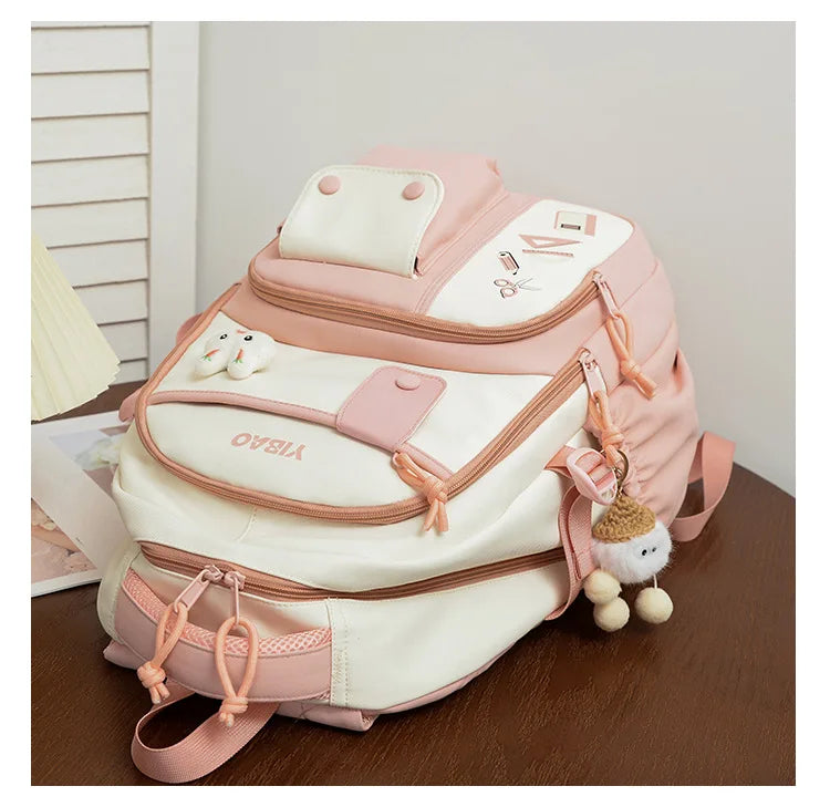 New cute rabbit children school backpack Fashionable splicing color contrast fresh lady knapsack kids schoolbags bring a