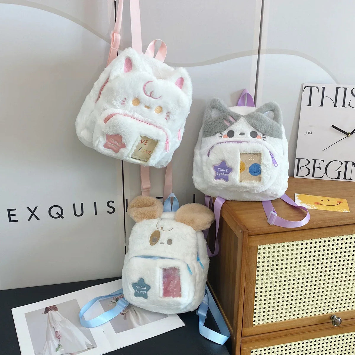 Sweet Girl Schoolbag Plush Puppy Cat Children's Backpack - Baby's World (view 3)