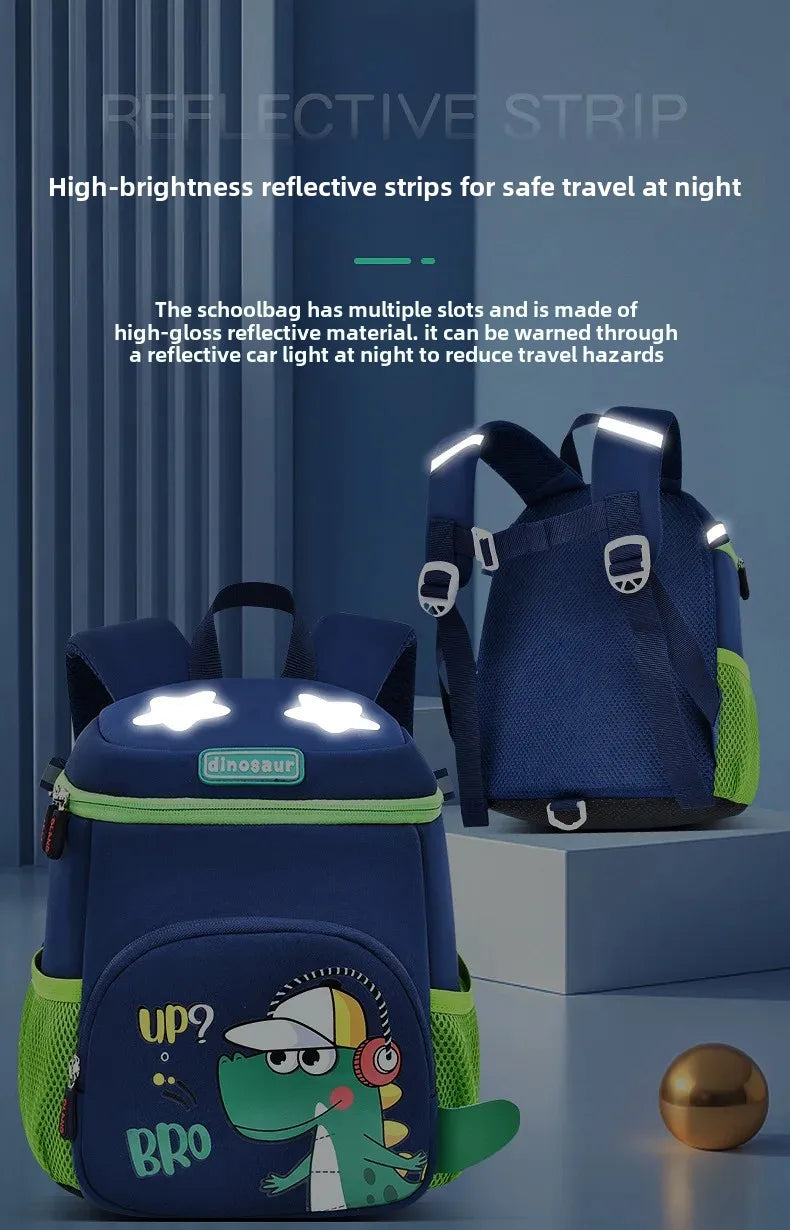 New Cartoon Dinosaur Kindergarten Backpack Spine Protection Lightweight School Bag for Primary School Children - Baby's