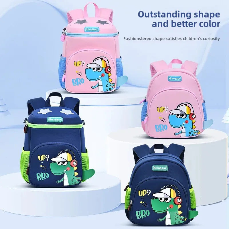 New Cartoon Dinosaur Kindergarten Backpack Spine Protection Lightweight School Bag for Primary School Children - Baby's