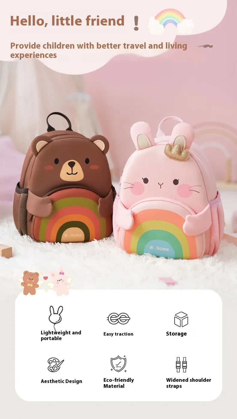 2025 New Arrival Cute Bear & Bunny Kids Backpack - Lightweight School Bag for Preschool Boys Girls, Adorable Toddler Travel