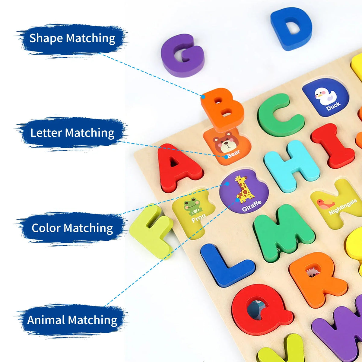 Wooden Puzzle Montessori Baby Toys Kids Alphabet Number Matching Game Preschool Children Early Educational Children Game Toy