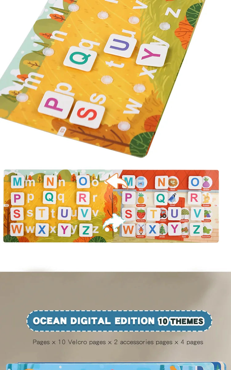 Busy Book for Kids, Animals Vehicles Dinosaurs Stickers, Matching Number & Letter Games, Interactive Learning Activity Book