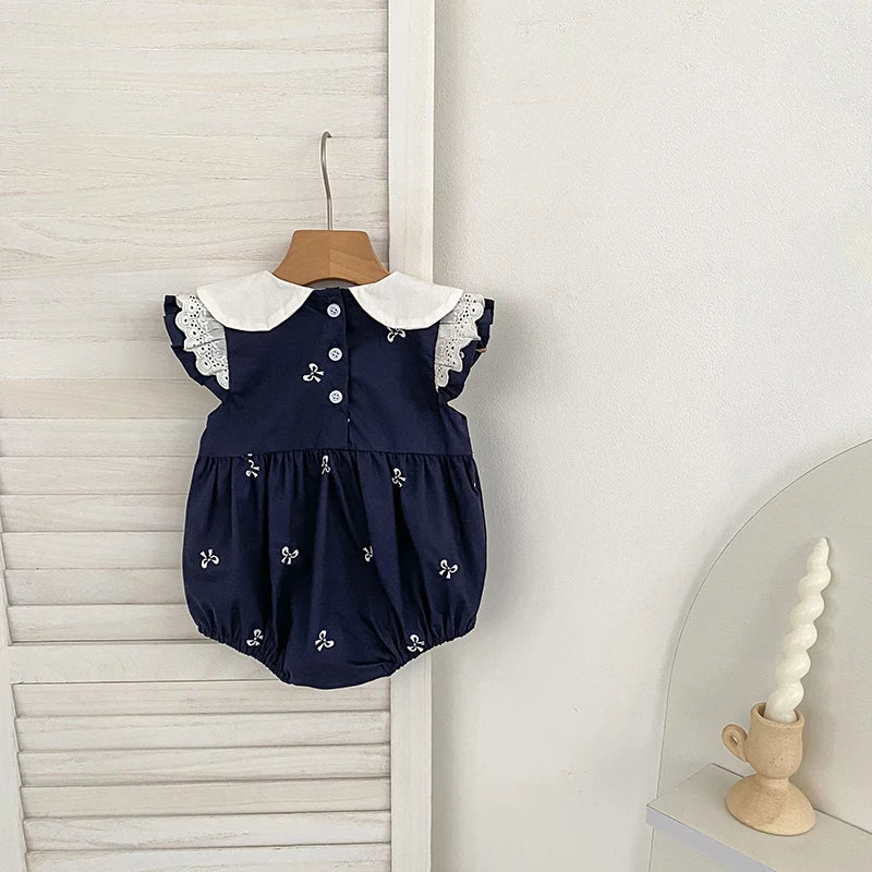 2026 New Summer Newborn 0-24M Infant Baby Girl Romper Baby Girl Clothing Flutter Sleeved Cotton Print Baby Girl Rompers