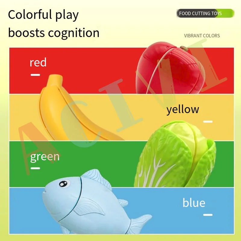 Kid Pretend Play Kitchen Fun Cutting Fruits and Vegetables Food Play House Set Puzzle Education Toys For Kids Boys Girls Gifts