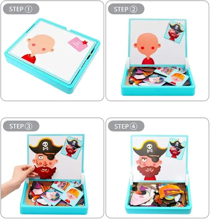 Magnetic Puzzles Face Dress Up Travel Game Double Side Preschool Educational Learning Toy for Kids