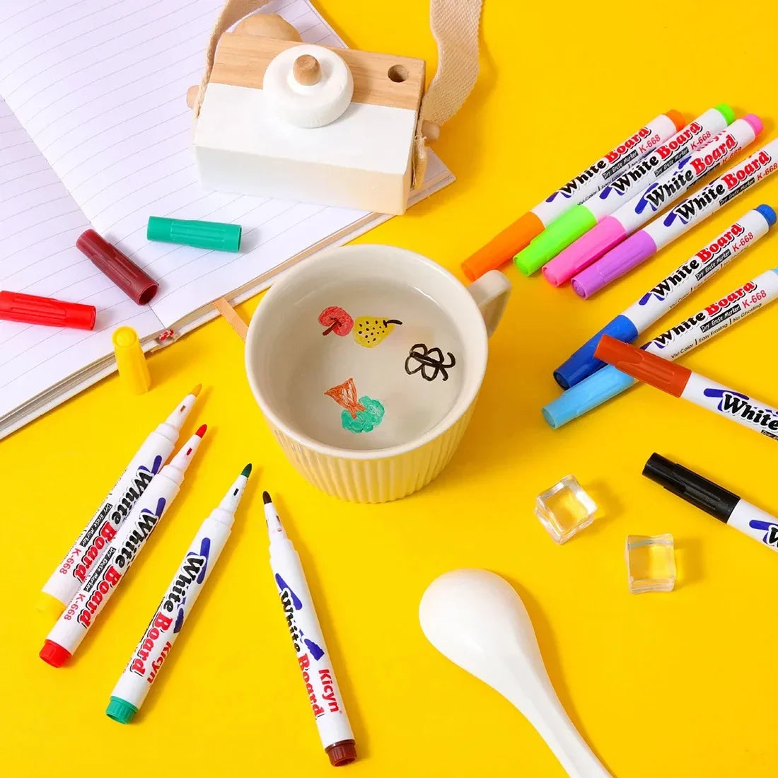 Water Floating Pen Magical Ink Pens With Spoon Floating Color Water Painting Floating Chalk Art Graffiti Drawing Set For Kids