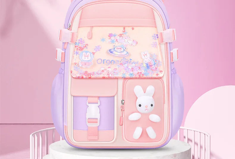 Cute Student Backpack 3pcs/set Primary Schoolbag Rabbits and quicksand Kawaii Student Backpack Teenage Girls Handbag