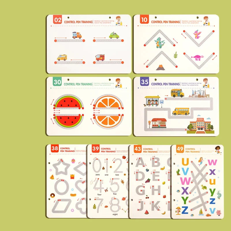 Montessori Writing Control Training Book Reusable Magical Tracing Workbook Practice Book Children Drawing Education Stationery