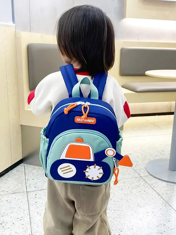 Kindergarten Bapa Boys School Bag 3 Years Old Car Digger Cartoon, Lightweight Waterproof - Baby's World (view 4)