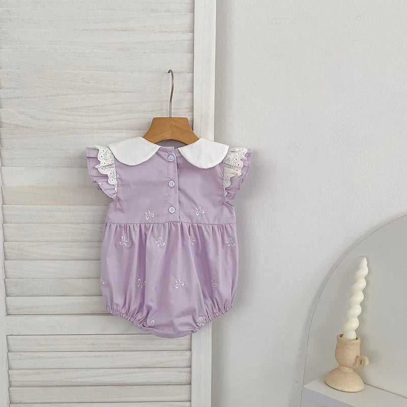 2026 New Summer Newborn 0-24M Infant Baby Girl Romper Baby Girl Clothing Flutter Sleeved Cotton Print Baby Girl Rompers