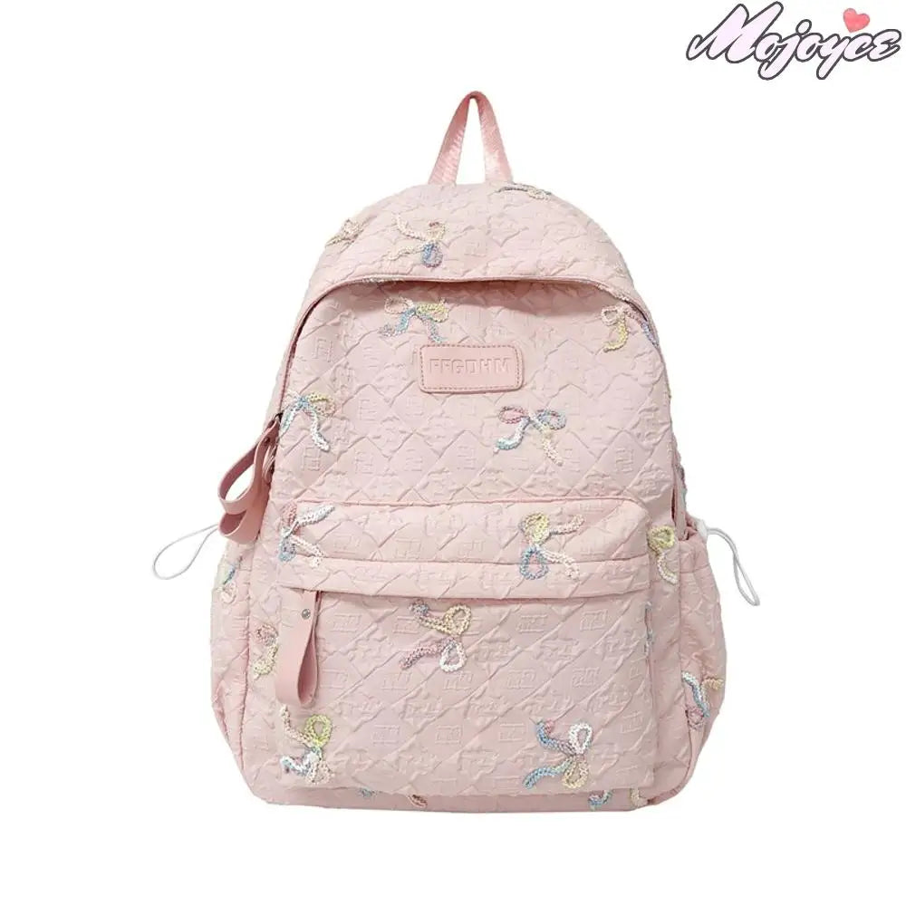 Sweet Backpacks For Girl Embroidery Bow Cute Mini Backpack INS Fashion School Backpack Kawaii Stylish Knapsack Feminina