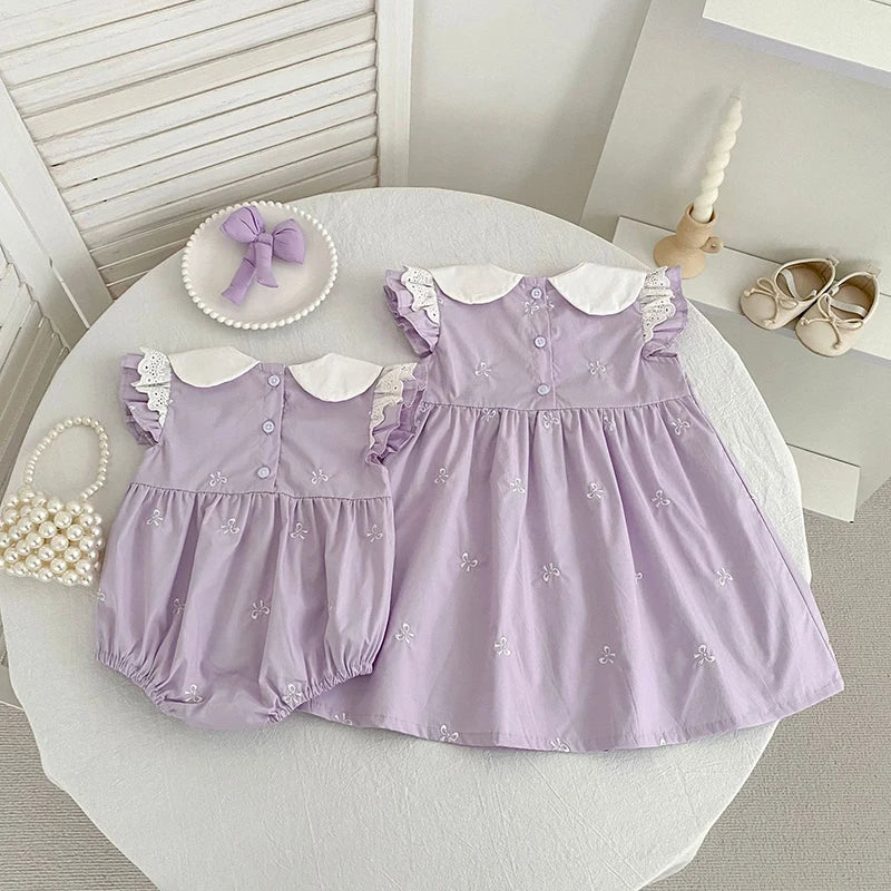 2026 New Summer Newborn 0-24M Infant Baby Girl Romper Baby Girl Clothing Flutter Sleeved Cotton Print Baby Girl Rompers