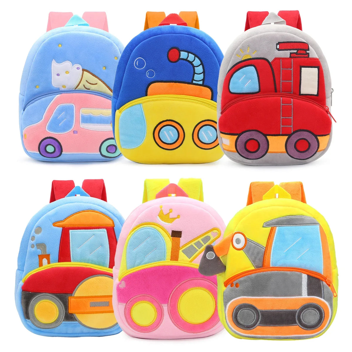 2-4 years old kids engineering backpack cartoon excavator backpack plush kids small school bag toy backpack - Baby's World