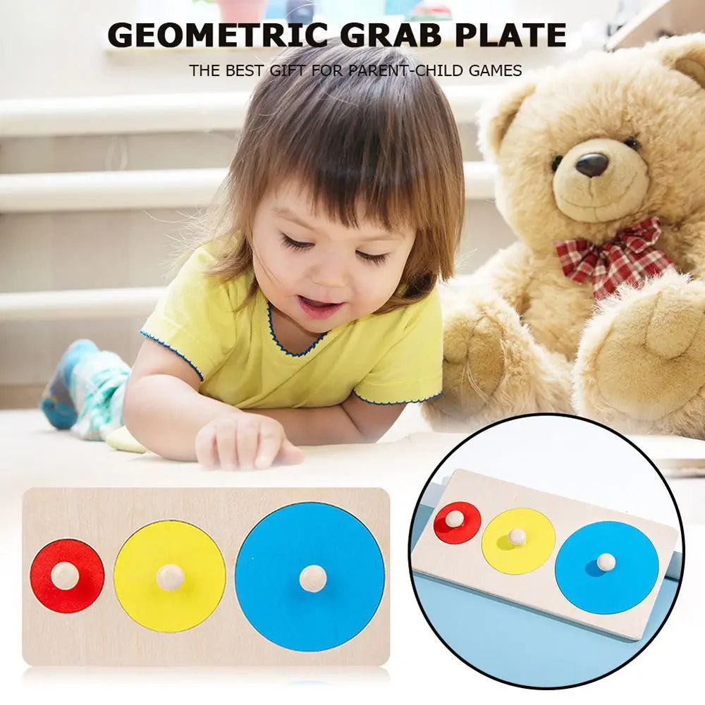 Wooden Sensory Tactile Multiple Color Pegboard Geometric Shape Matching Toy Puzzle Board Knob Panel