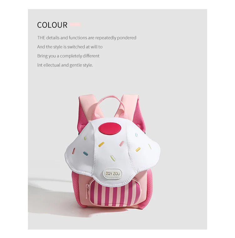 Mini cute bump color mushroom backpack kindergarten cute baby children double-shoulder cartoon schoolbag - Baby's World