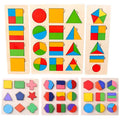Wooden Puzzle Shape Matching Board Baby Montessori Early Education Toys Wooden Handgrip Board Educational Toys for Children TMZ