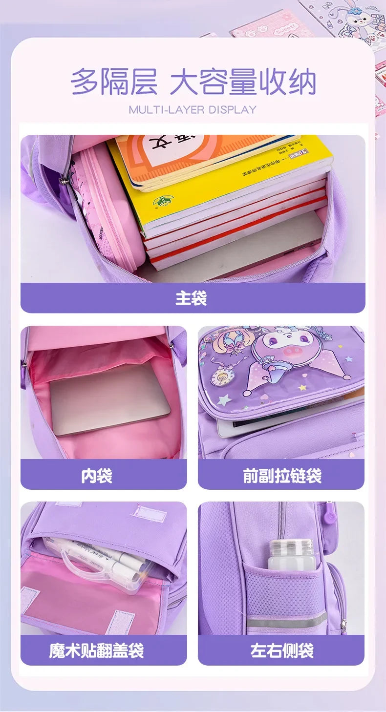 Pupil Schoolbag Backpack Lightweight Student Large Capacity Children's Cartoon Bags Cinnamoroll Sanrio Kuromi My Melody