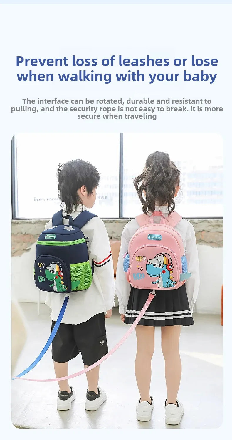New Cartoon Dinosaur Kindergarten Backpack Spine Protection Lightweight School Bag for Primary School Children - Baby's