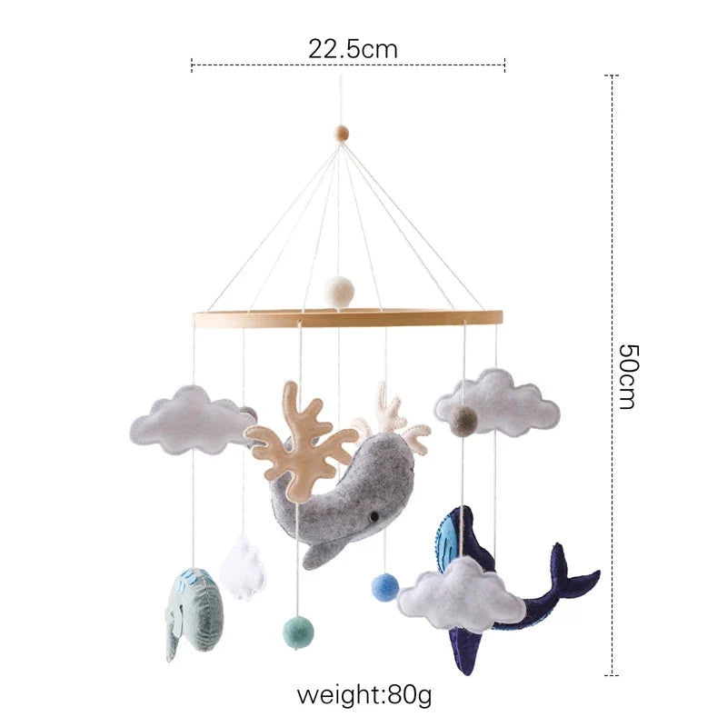 Baby Wooden Bed Bell Cartoon Rabbit Mobile Hanging Rattles Toy Hanger Crib Mobile Bed Bell Wood Toy Holder Arm Bracket Kid Gifts