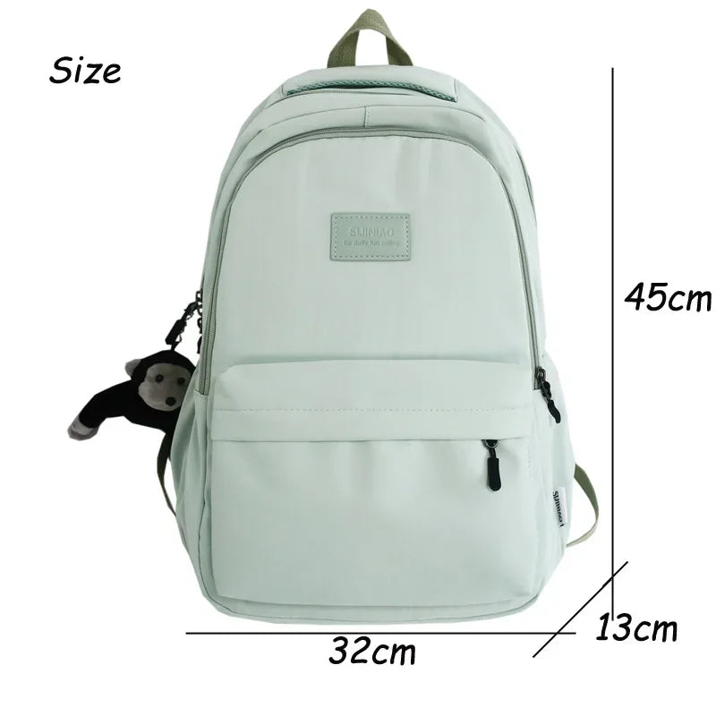 Solid Color Backpack Women Multi-pocket College Book Bag Casual Laptop Backpacks Men Schoolbag For Teenage School Bags For