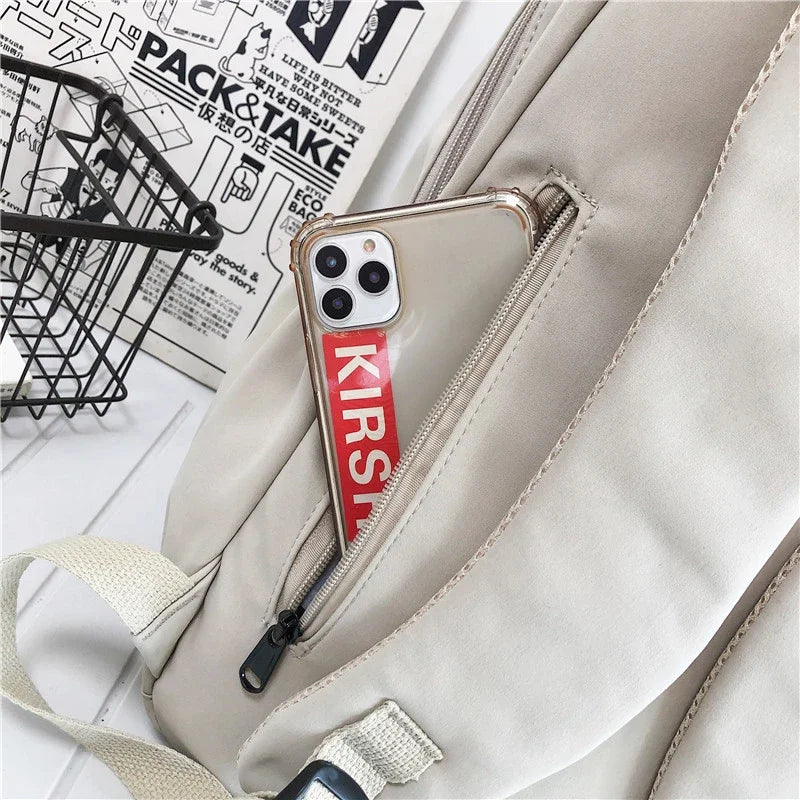 Solid Color Backpack Women Multi-pocket College Book Bag Casual Laptop Backpacks Men Schoolbag For Teenage School Bags For