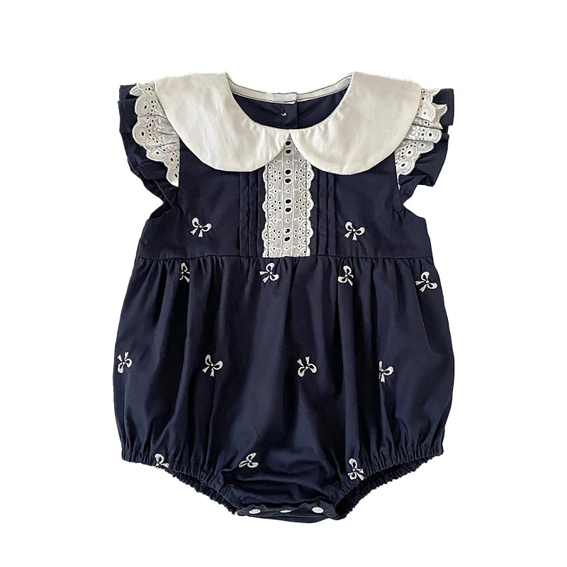 2026 New Summer Newborn 0-24M Infant Baby Girl Romper Baby Girl Clothing Flutter Sleeved Cotton Print Baby Girl Rompers