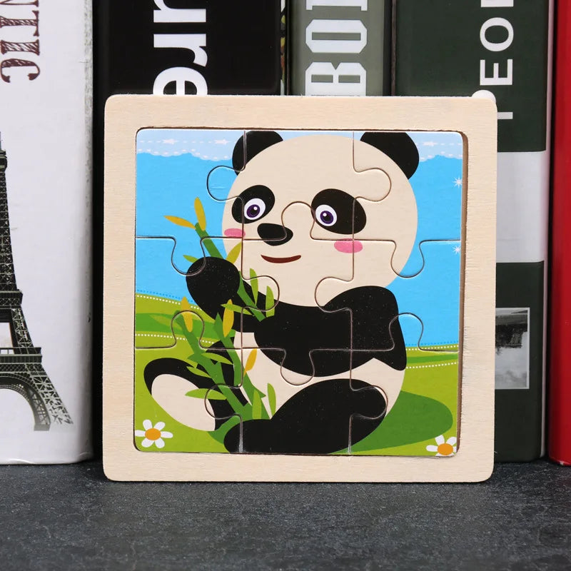 Wooden 3D Puzzle Jigsaw for Children Baby Cartoon Animal/Traffic Puzzles Educational Toy Kids Toy Wood Puzzle Small Size 11*11CM