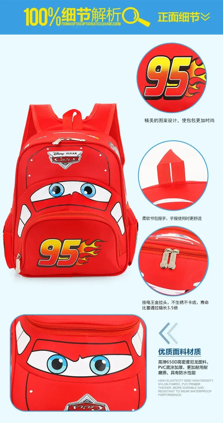 Cartoon Disney Cars 95 Series Kindergarten Safety Schoolbag 3D Car Shape Large Capacity Backpack Boys And Girls Surprise