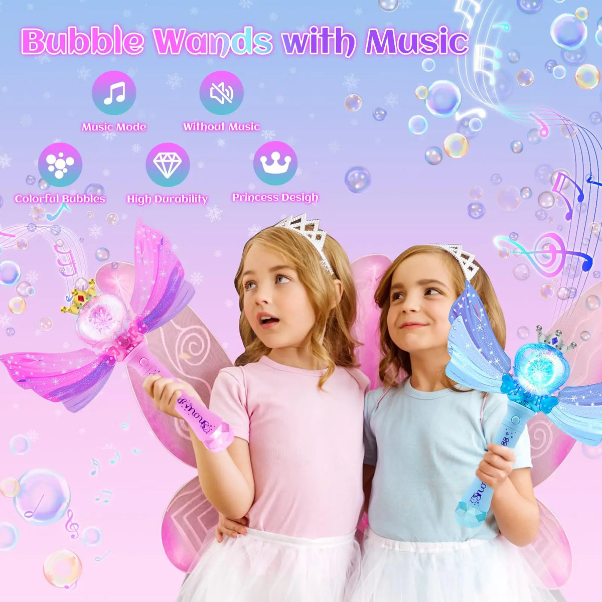 Bubble Wand for Toddlers Bubble Machine Girls Boys Electric heart-shaped Bubble Wand Bubble Maker Bubble Blower Toys Kids Gifts