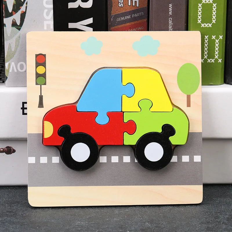 Baby High Quality 3D Wooden Puzzles Educational Cartoon Animals Early Learning Intelligence Puzzle Game Toys for Children
