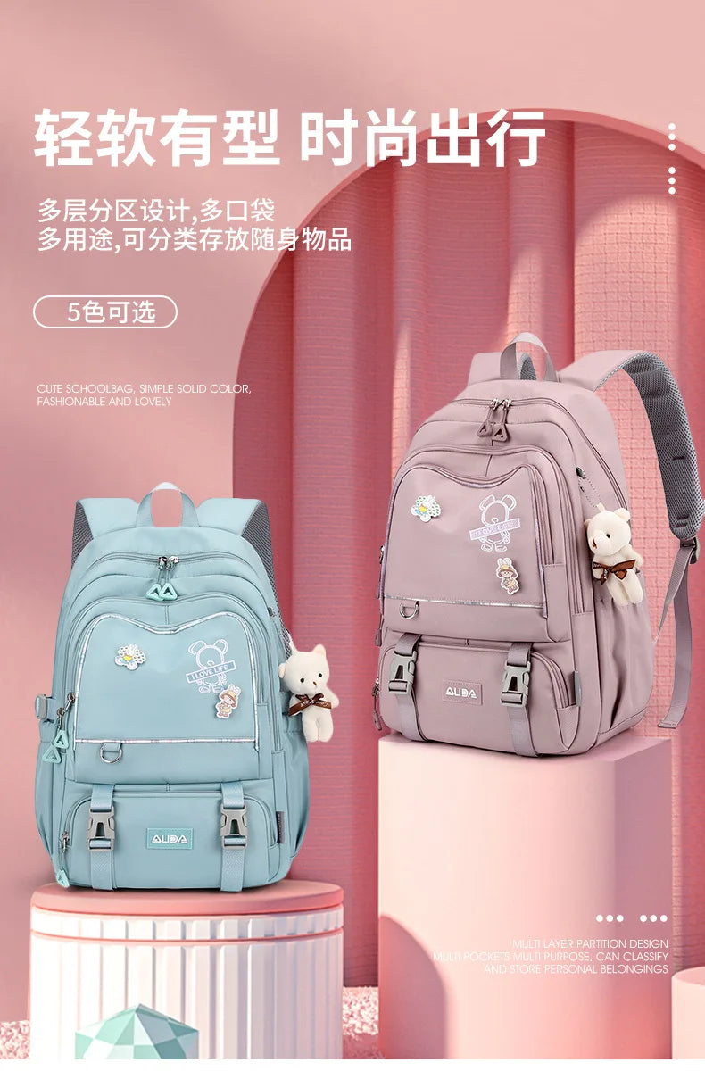 Children School Bags For Girls Large Schoolbag Kawaii Primary School Backpack Kids Book Bag Waterproof Laptop Travel