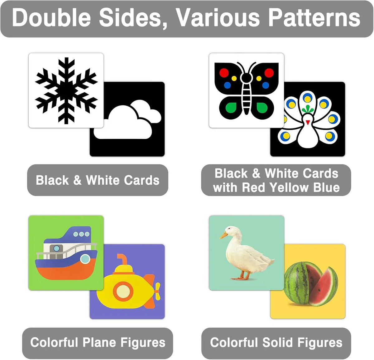 Flash Cards Baby Visual Stimulation Cards for Toddlers Sensory Development Early Education Learning Toys For Newborn Funny Gifts