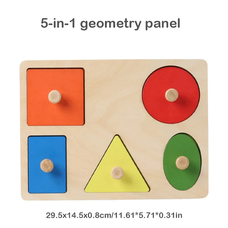 Montessori Wooden Shape Puzzle for Babies – Color & Geometry Learning Board