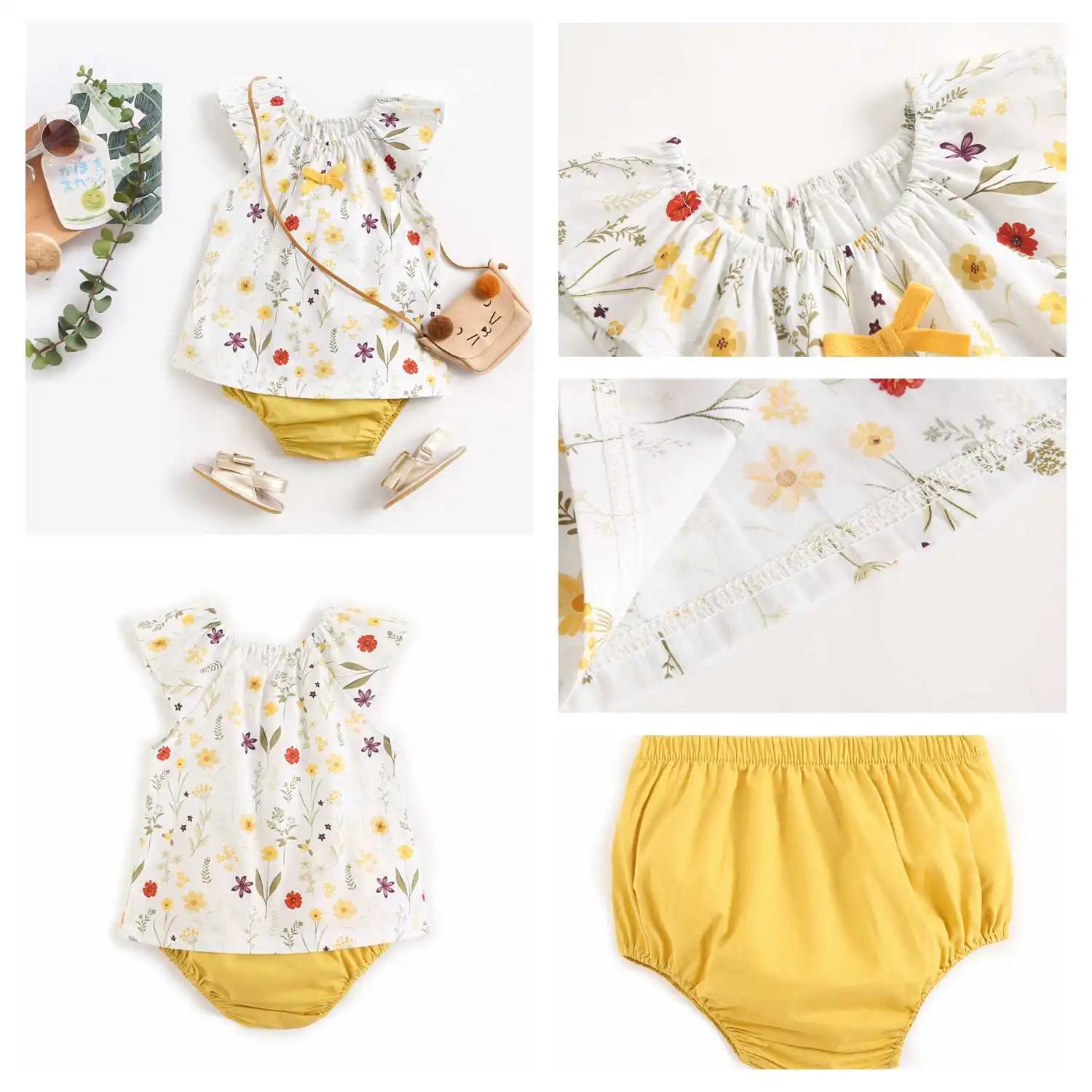 Summer Flower Infants Outfits Sets Casual Newborn Tops + Bottoms 2pcs Cotton