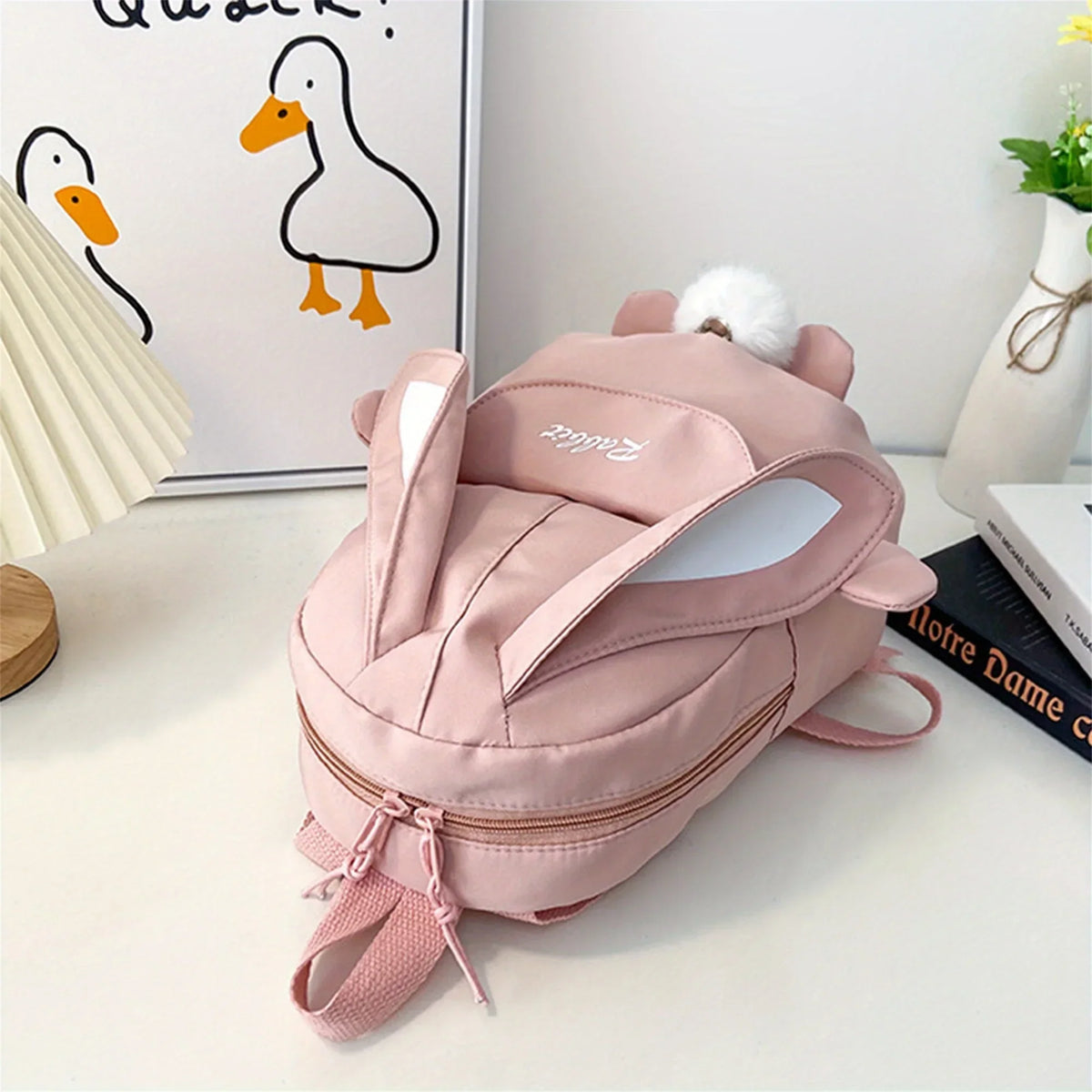 Girl Rabbit Ear Backpack Casual Schoolbag Waterproof Large Capacity School Backpack Smooth Zipper Solid Teens Travel and