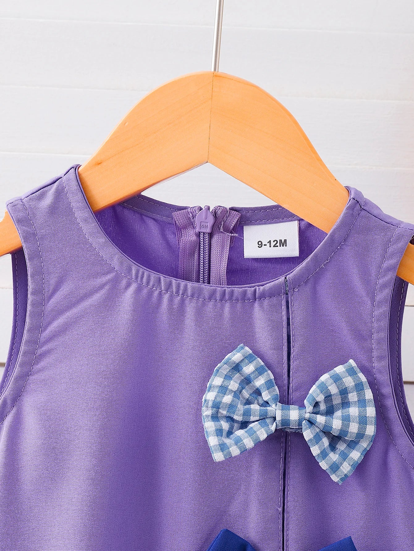 Summer Newborn Baby Girl's Purple Bow-Tie Vest Skirt Plaid Splice Sleeveless A-Line Skirt Toddler Kids' Clothing Accessory