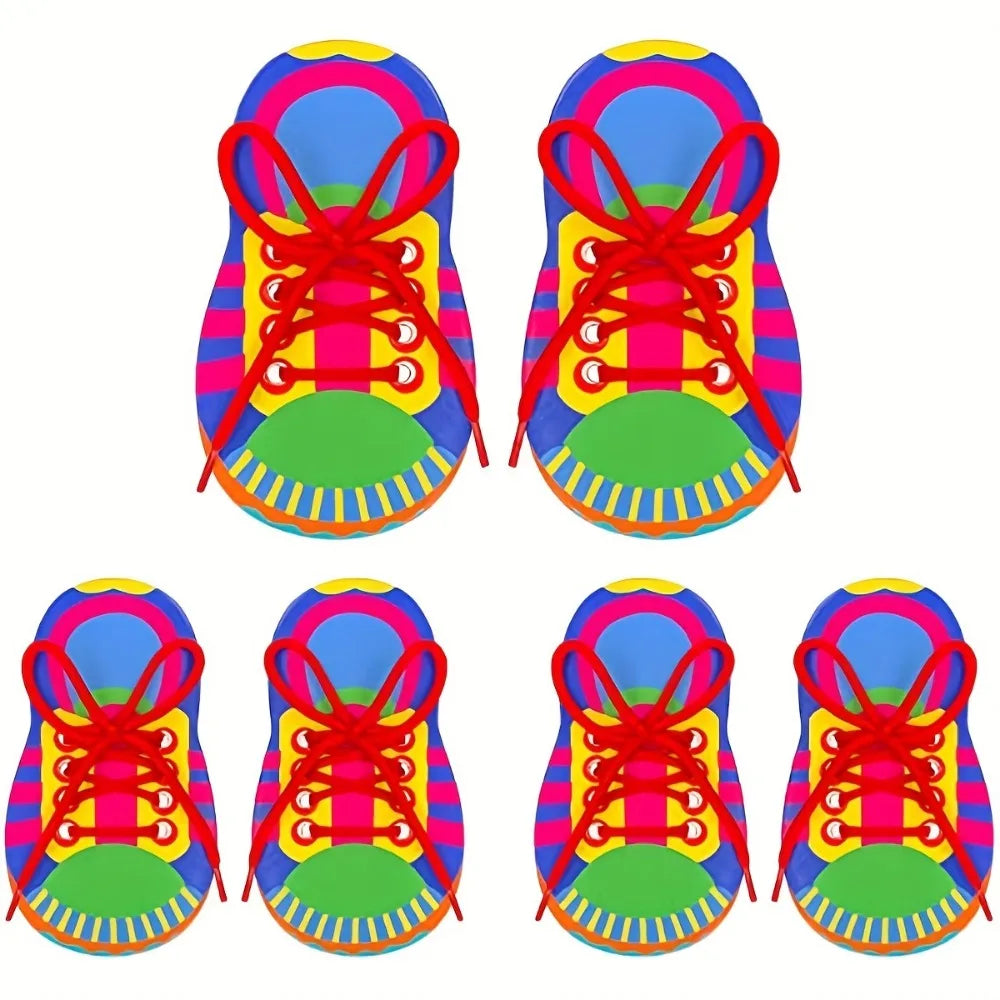 Shoelace Threading Teaching Toys Learn to Tie Shoelaces Toy Kids Toddlers Fine Motor Skills Toy Early Educational Toys Boys Girl